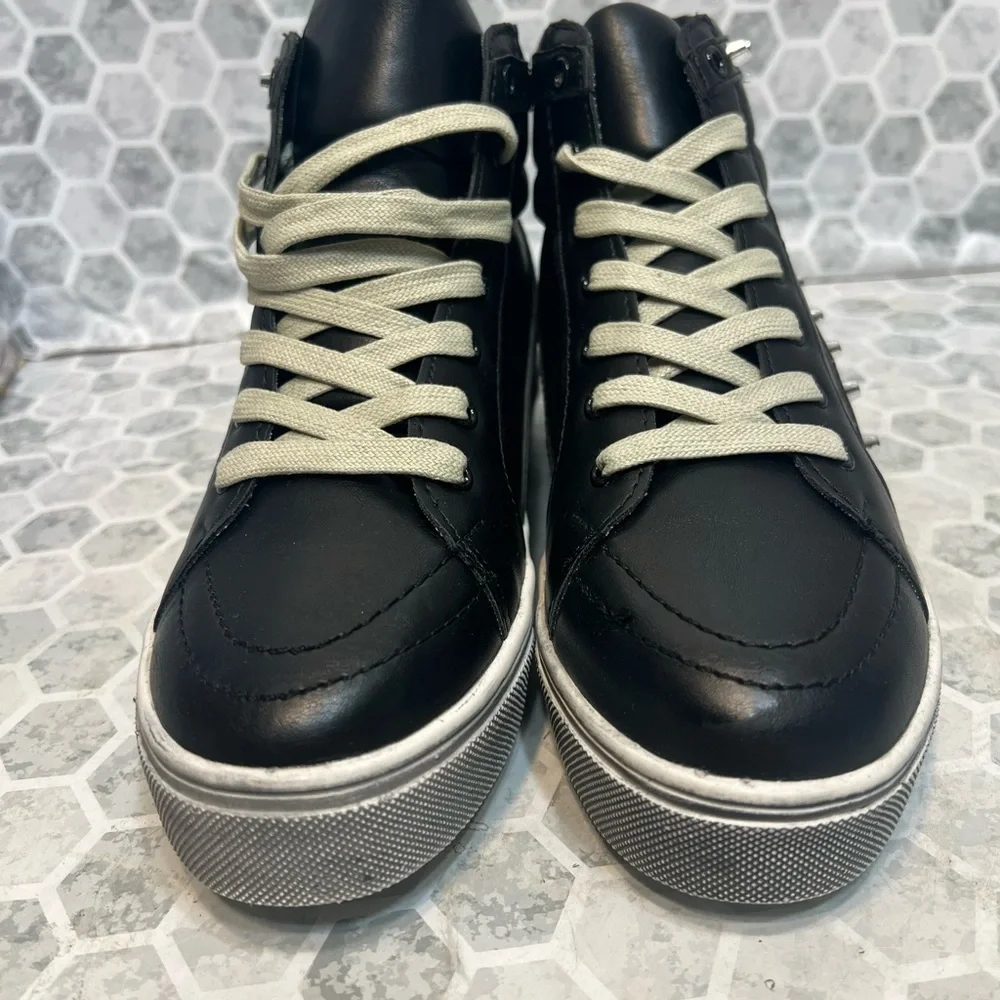New no box studded black high top sneakers Sz 7.5 - Picture 5 of 9